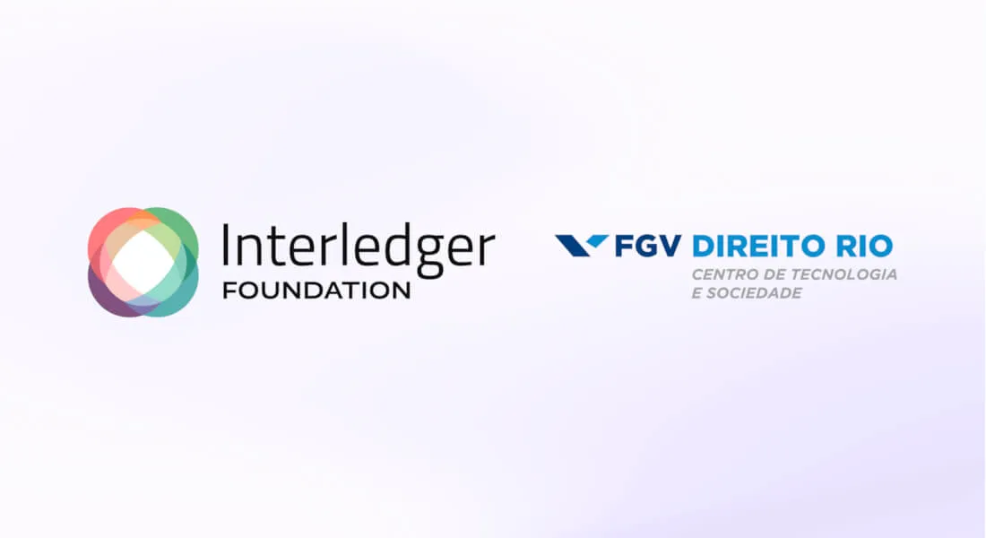 Logos of the Interledger Foundation and the Center for Technology and Society at FGV Law School displayed together.