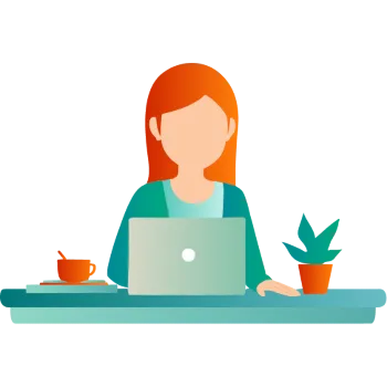 A woman working on her laptop