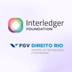 Logos of the Interledger Foundation and the Center for Technology and Society at FGV Law School displayed together.
