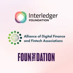 Interledger Foundation logo at the top, with the AllianceDFA and Small Foundation logos displayed side by side underneath.