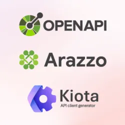 OpenAPI, Arazzo, and Kiota API client generator logos stacked vertically.